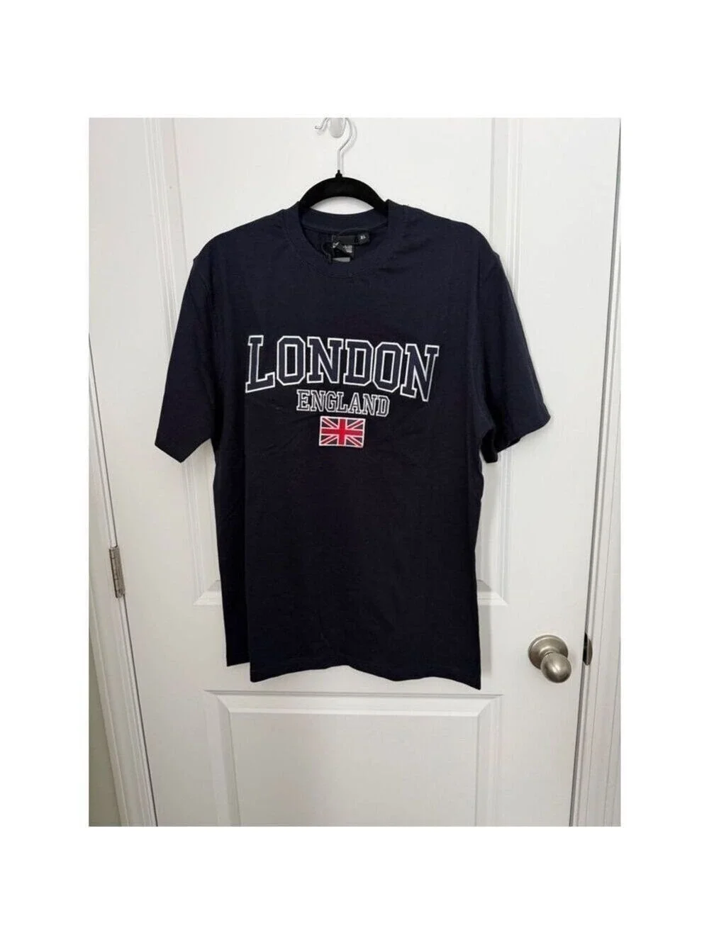 London England Graphic T-Shirt Union Jack Navy Tee XL